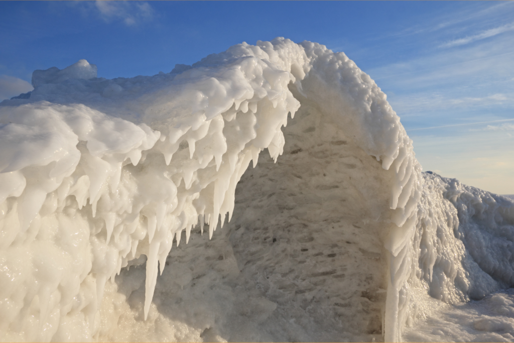 Open core of an ice volcano