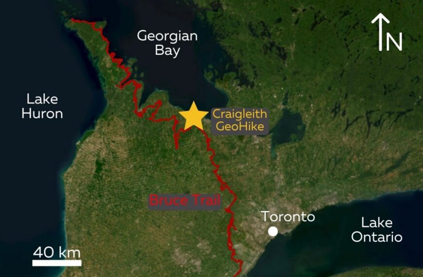 Map showing the location of the Craigleith GeoHike.