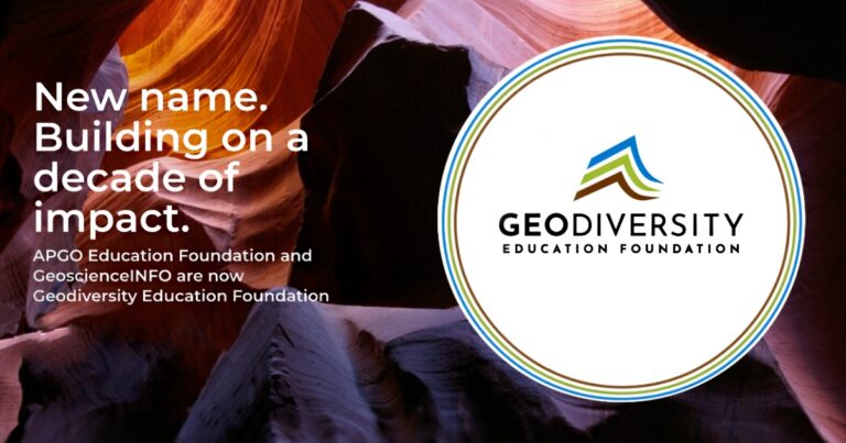 APGO Education Foundation and GeoscienceINFO announce their new identity as Geodiversity Education Foundation, building on a decade of impact in geoscience education.