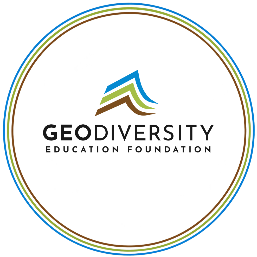 Geodiversity Education Foundation logo in white circle